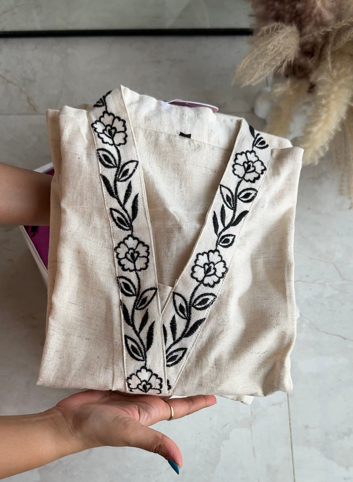 Black embroidered Kurti pants