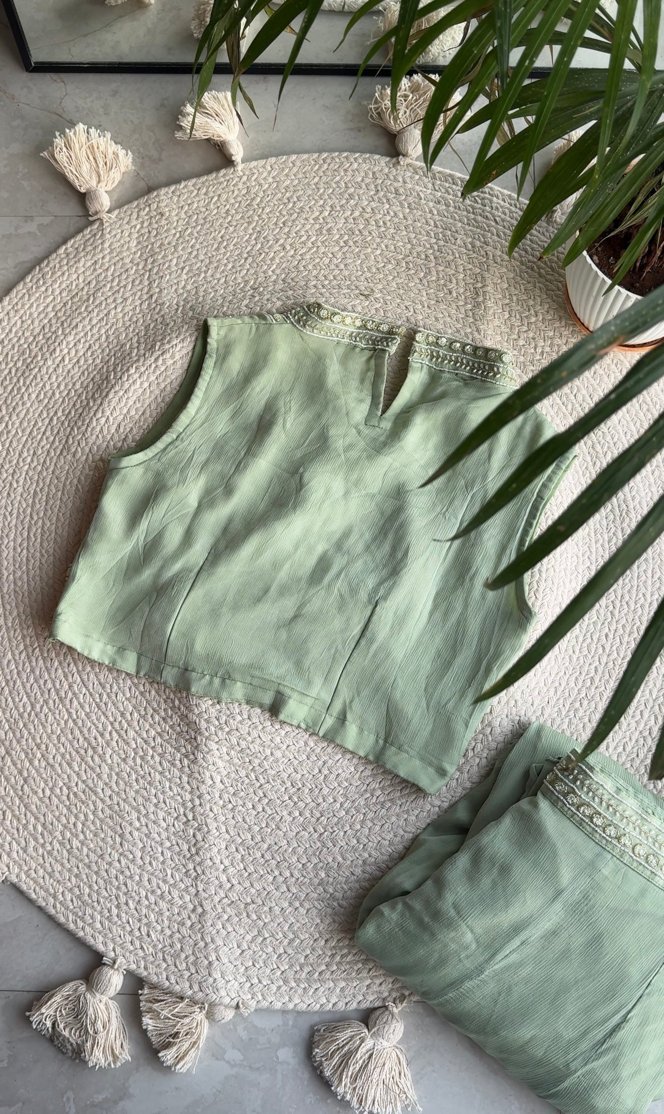 Ritika hand work blouse cape and palazzo pants