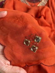 Tanisha V Neck Mirror Work  dress- Rust (Make to Order)