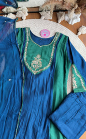 Kaushalya Colour Blocking Hand Work Aline Dress-