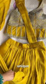 Nandini pre-draped saree- Yellow
