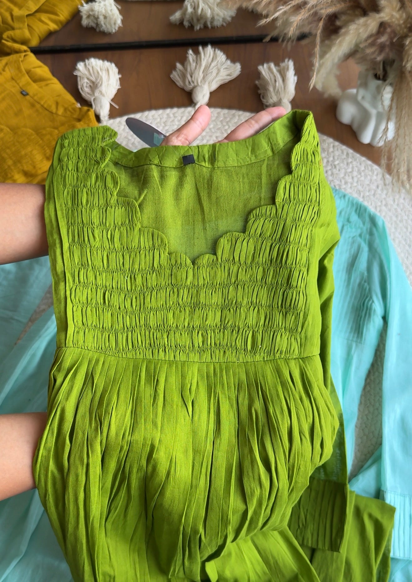 Kareena Scalloped Neck Anarkali Dress- Green (Pre Order 12 Days)