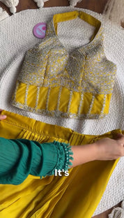 Nandini pre-draped saree- Yellow