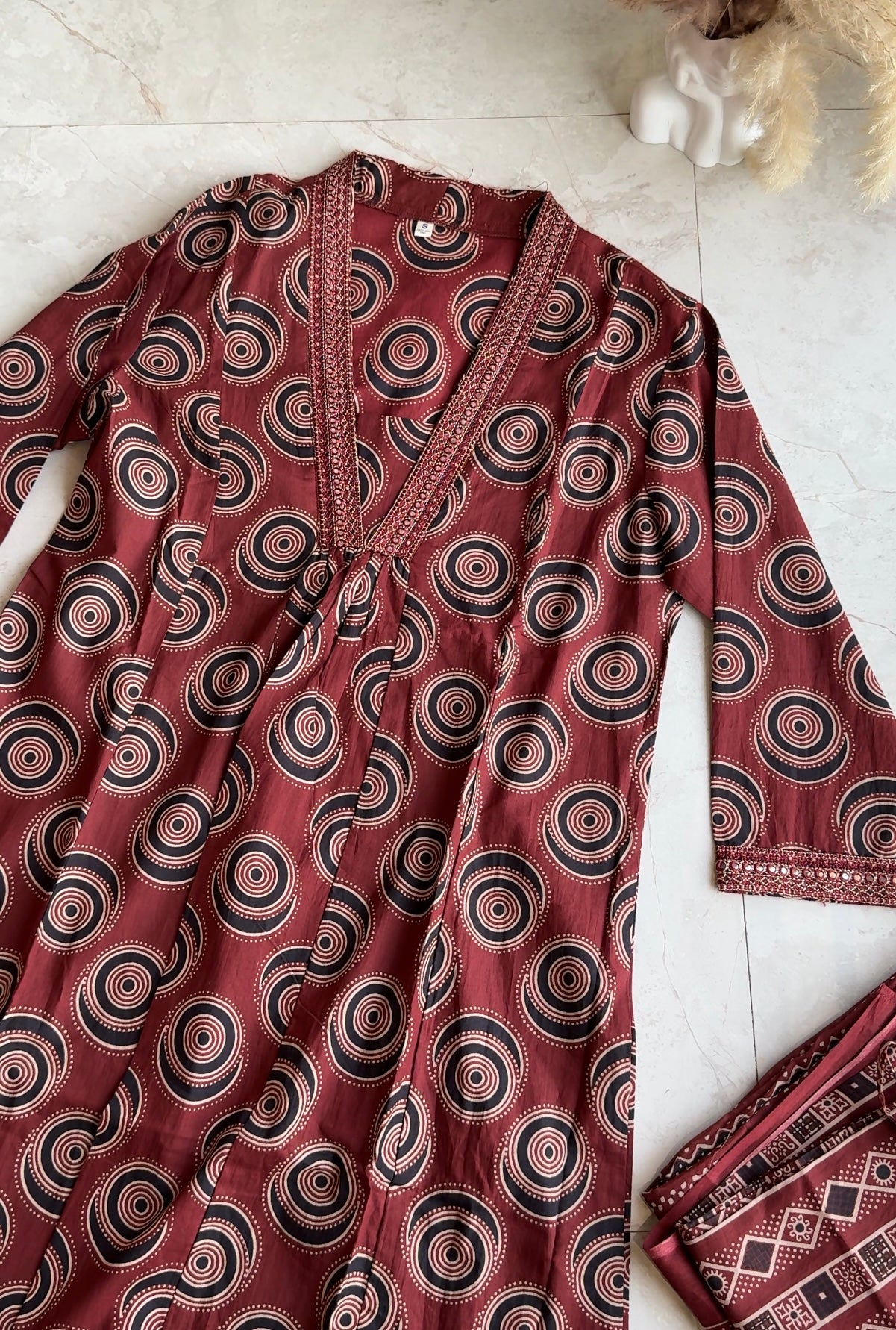 Veeral v neck Aline dress with palazzo and dupatta