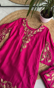 Mehek hand work golden gotta plazzo dress