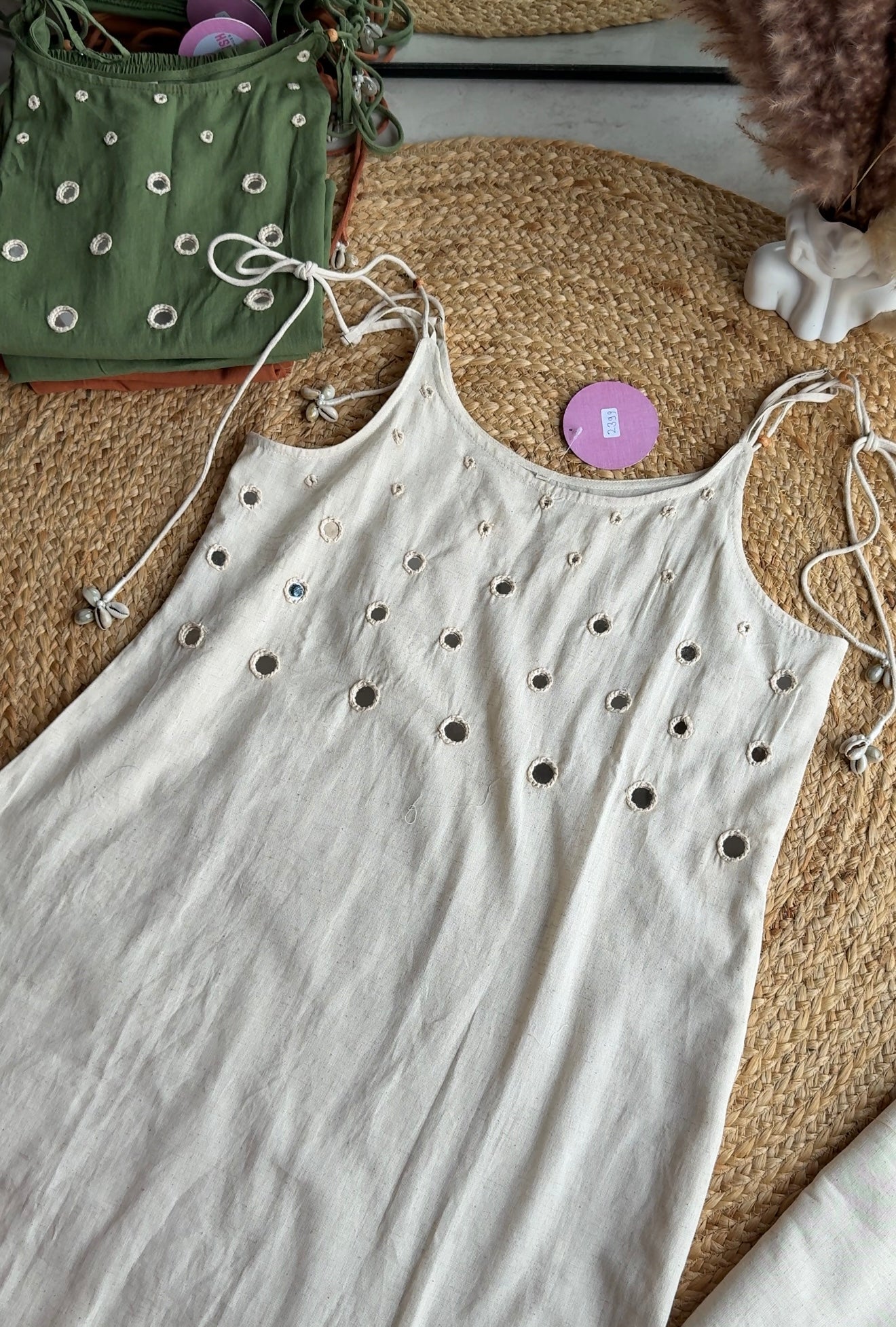 Thea strappy mirror work Kurti with palazzo