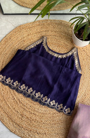 Aisha halter neck short kurta with pants - Purple