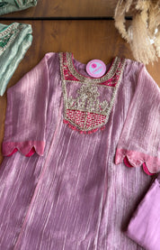 Jasmine Crush Tissue Anarkali Dress- Dusty Pink