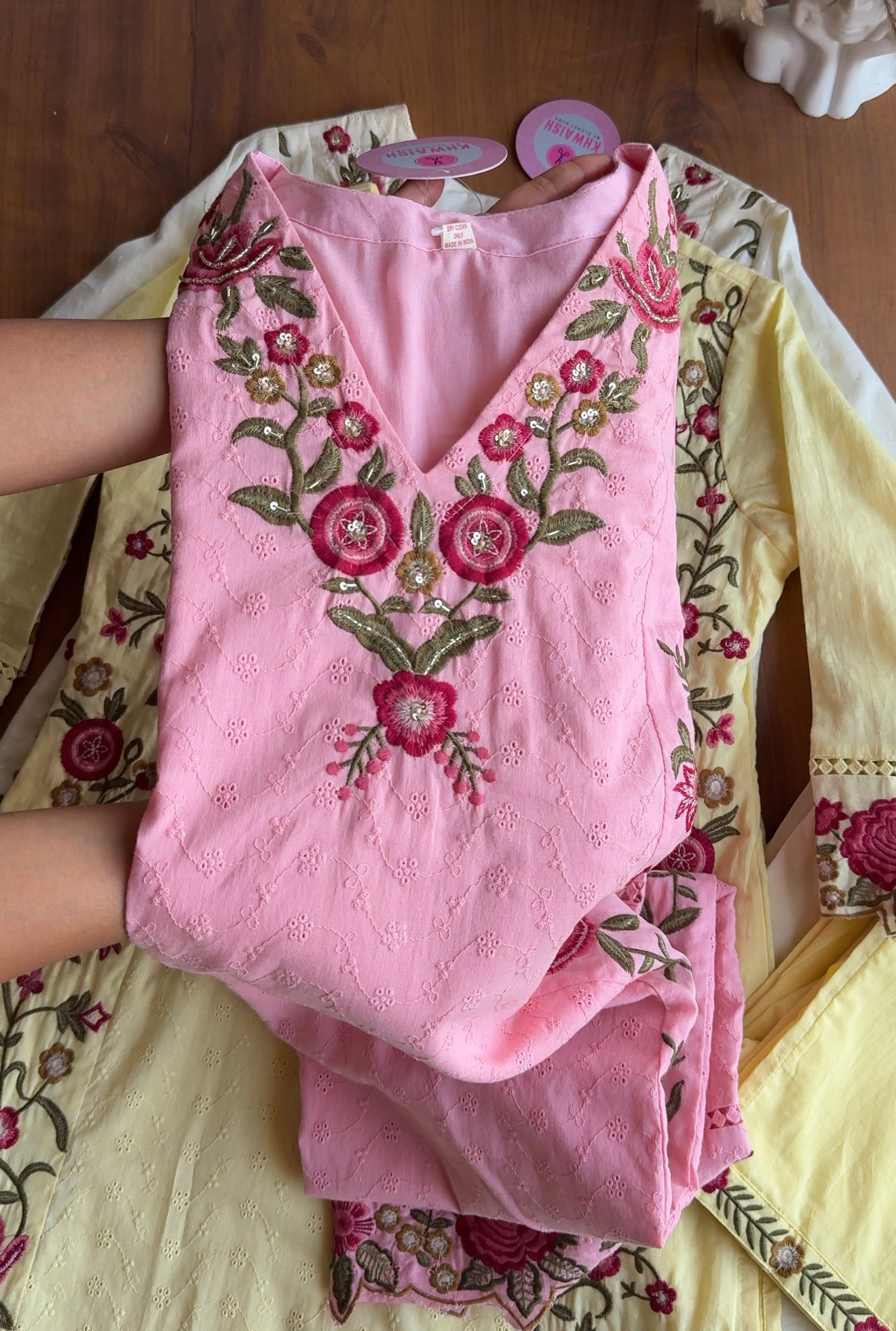 Twinkle Embroided Anarkali Dress- Baby Pink