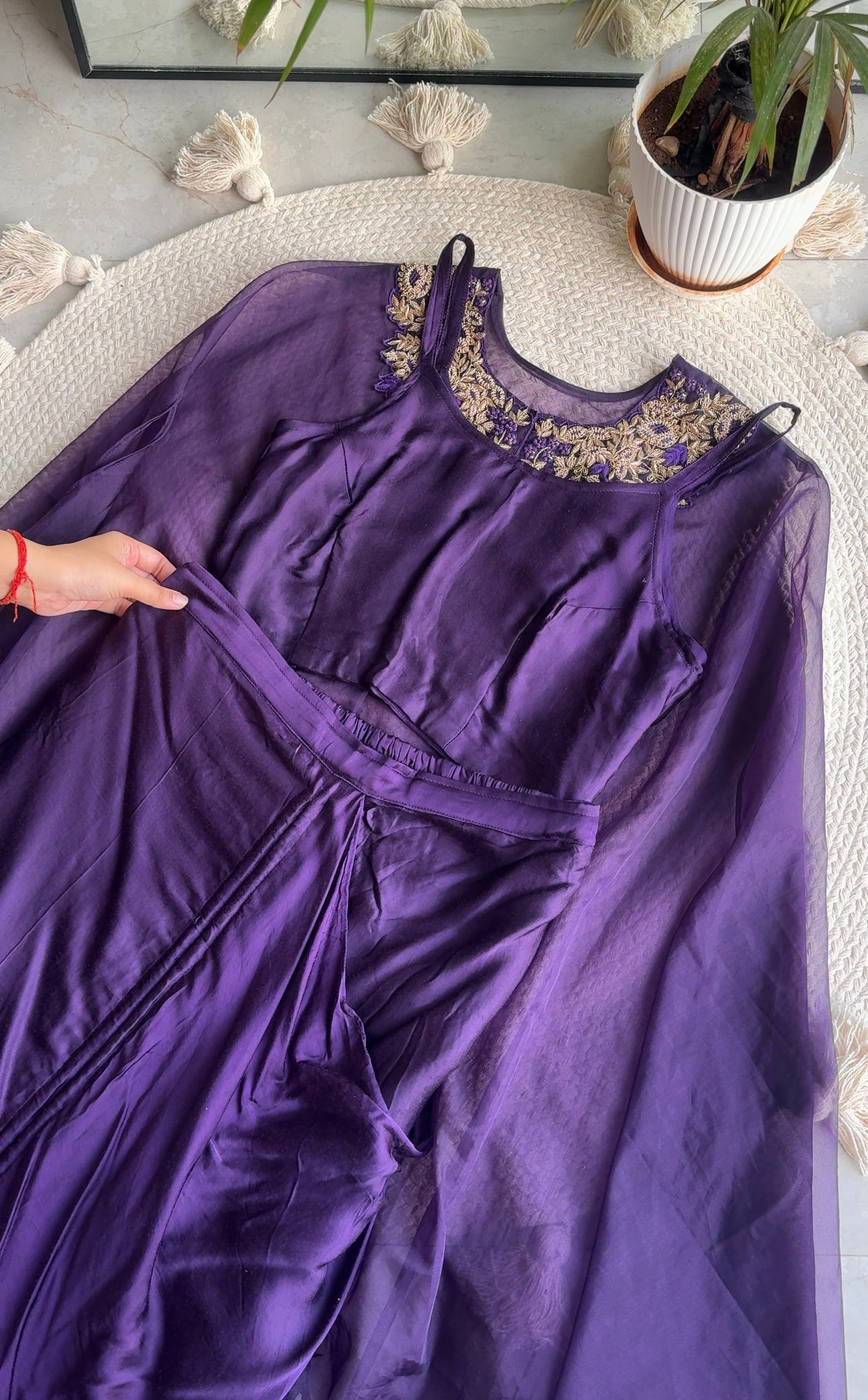 Shama crop top with cowl skirt and kaftan cover up