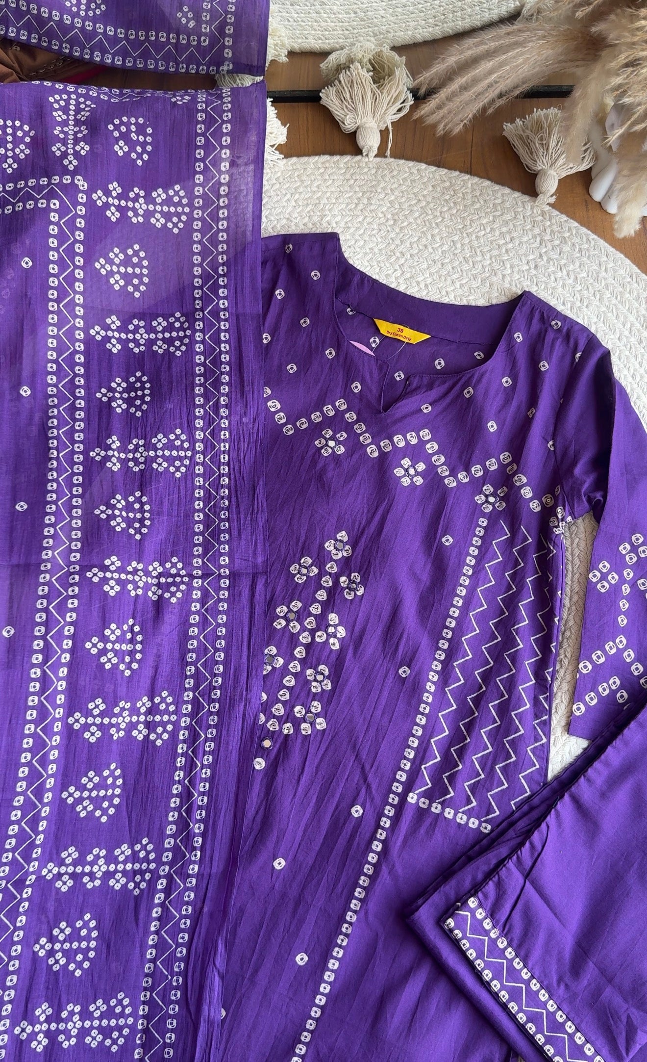 Raha Bandhej Straight Cut- Purple