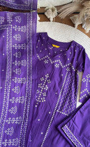 Raha Bandhej Straight Cut- Purple