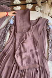 Rida Sequin Shell Work Anarkali  Dress- Coffee Brown