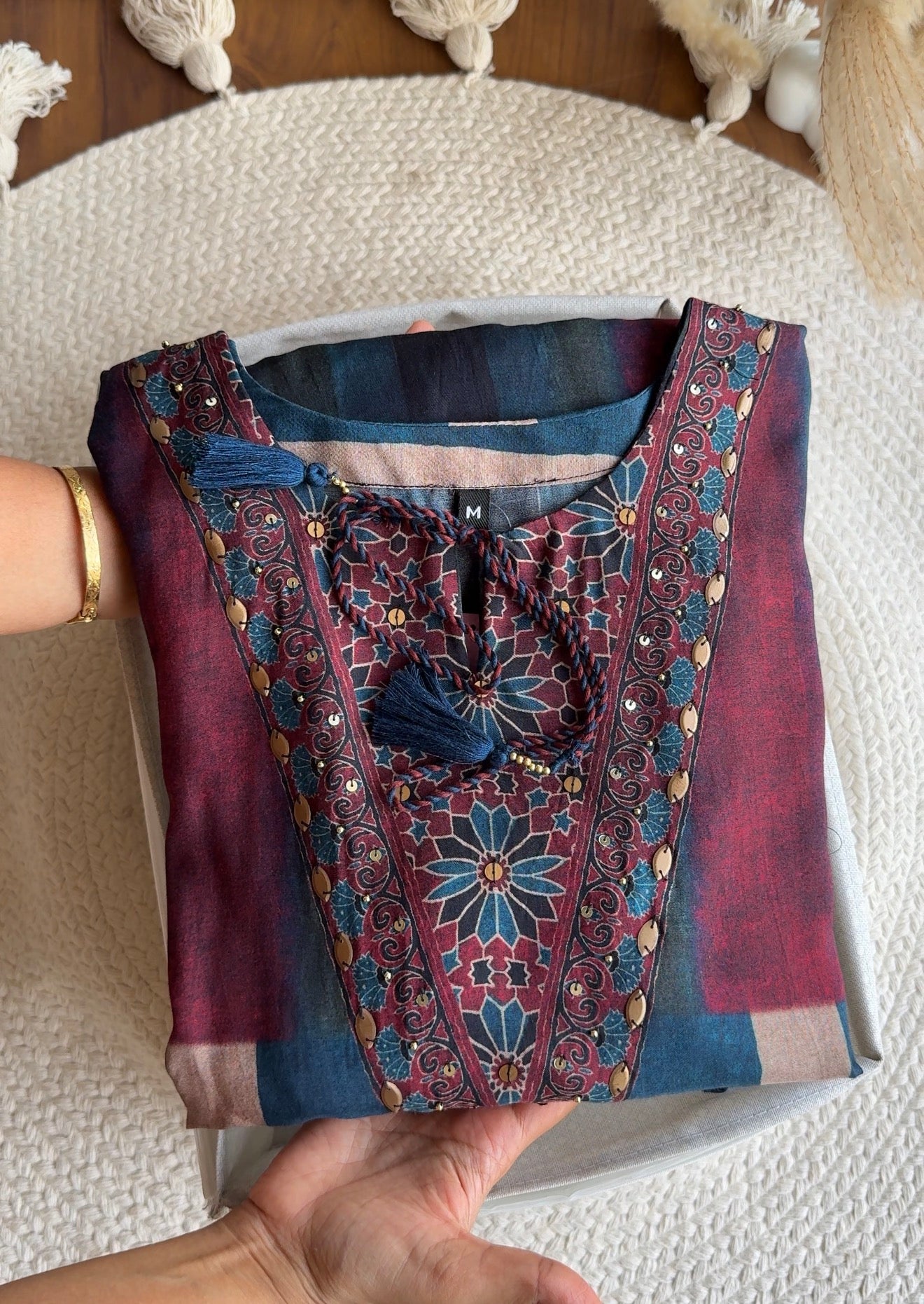 Printed Muslin Coord Set-Blue