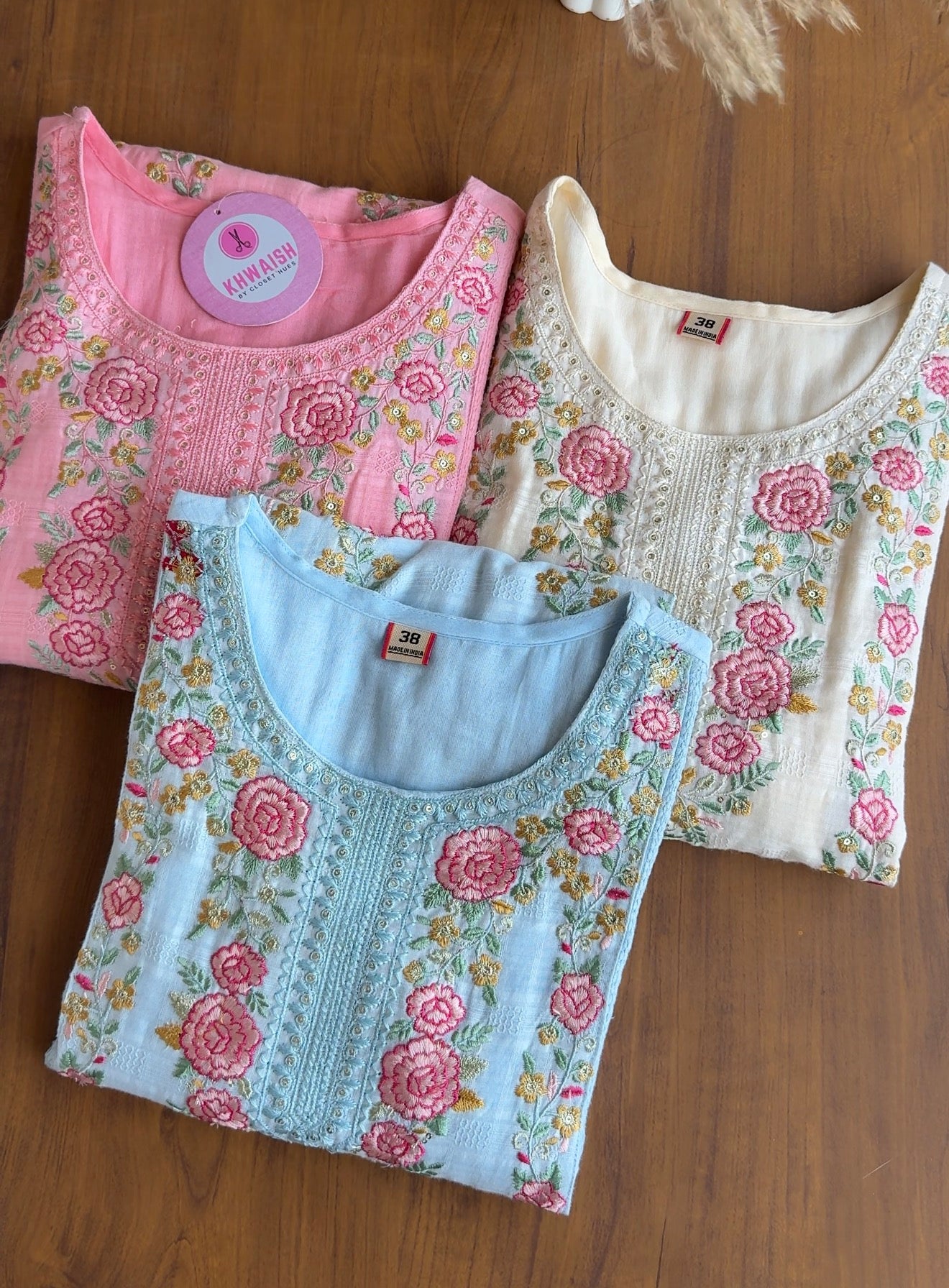 Hrishika Embroidered Rose  Dress- Sky Blue