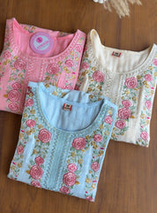 Hrishika Embroidered Rose  Dress- Sky Blue