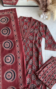 Veeral v neck Aline dress with palazzo and dupatta
