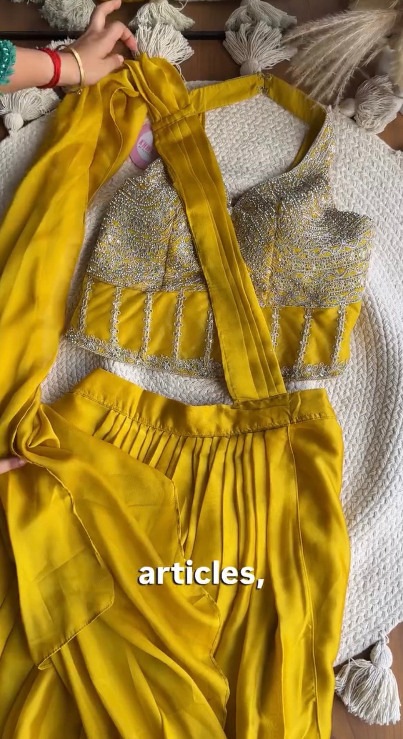 Nandini pre-draped saree- Yellow