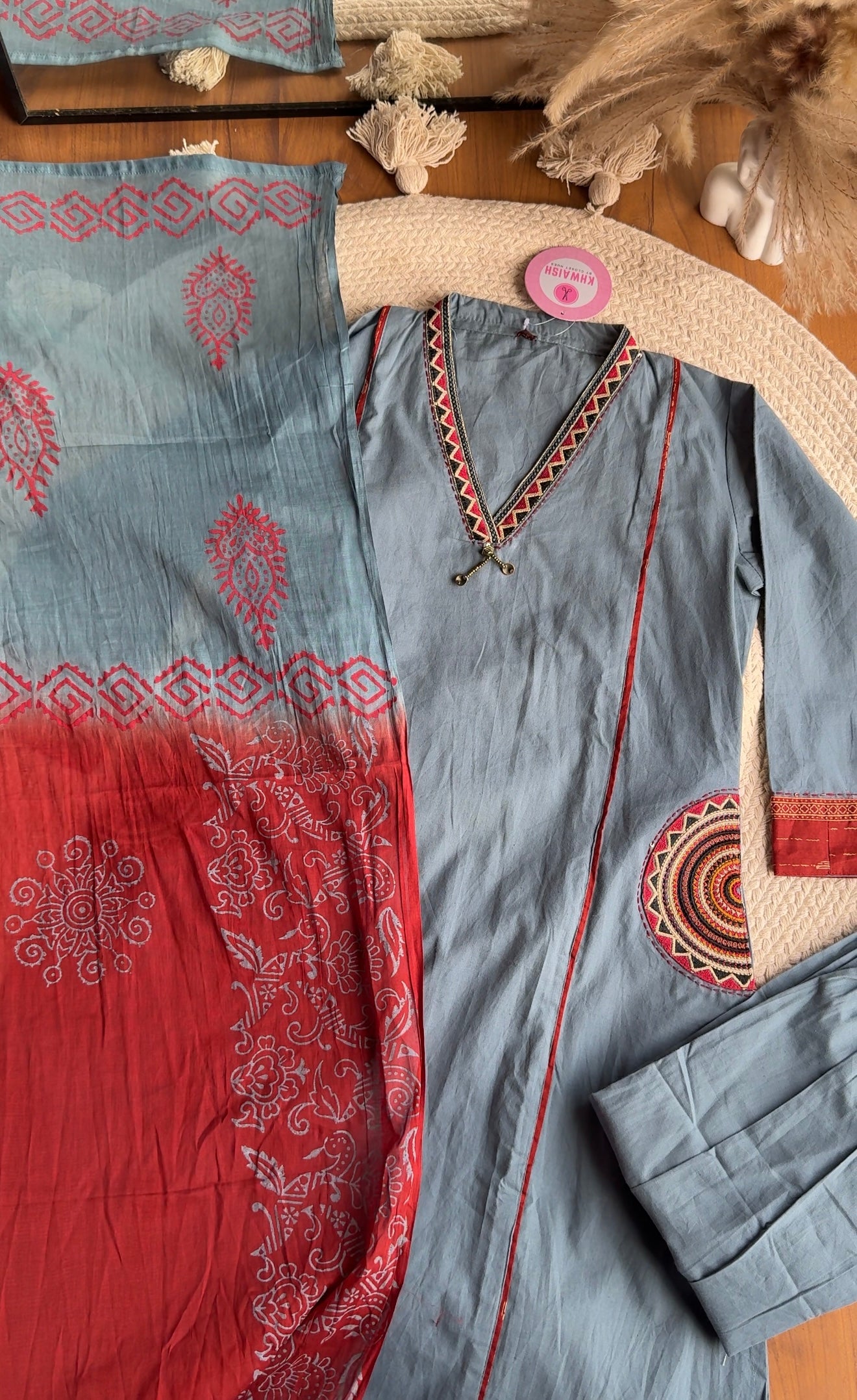 Genelia patchwork pocket dress