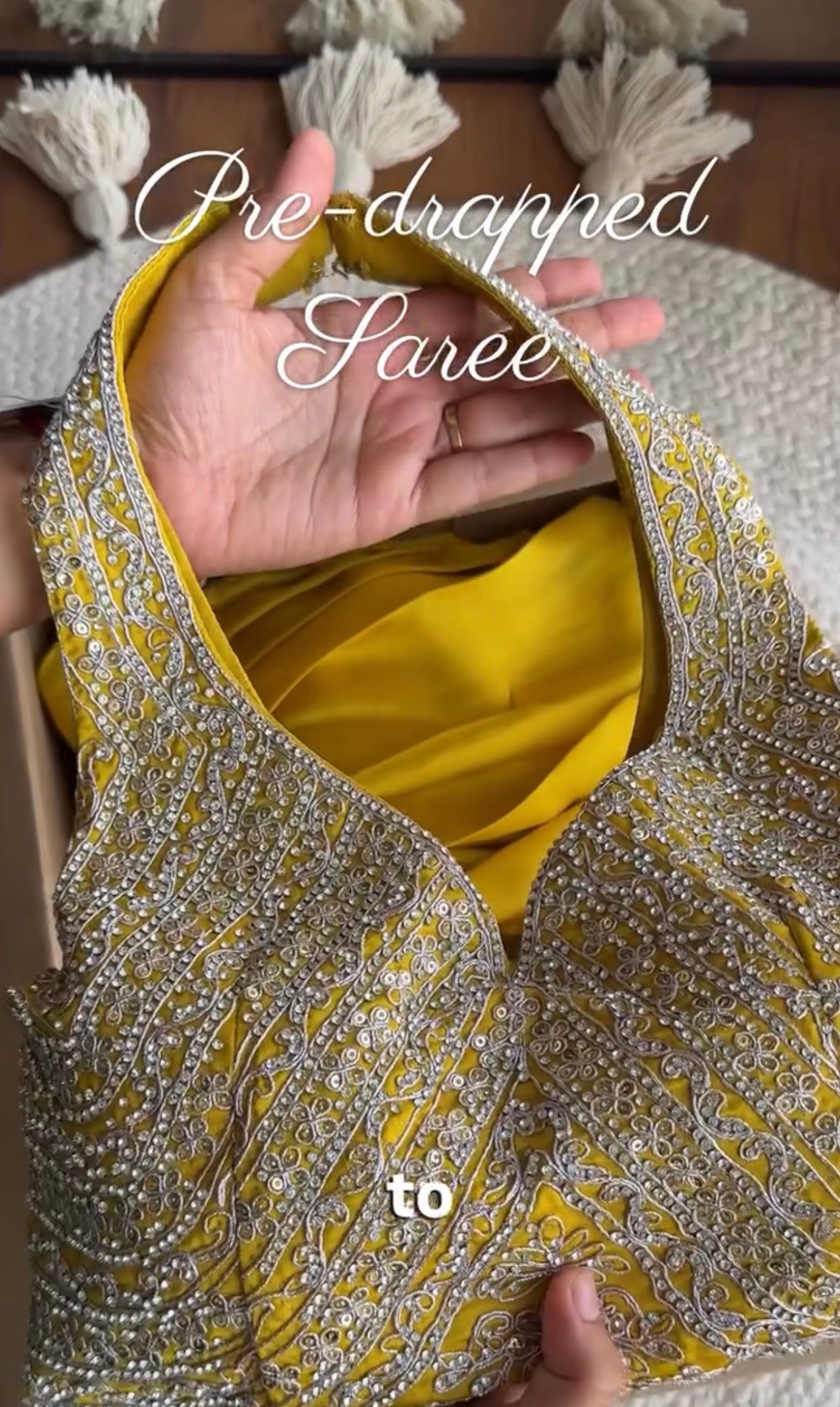 Nandini pre-draped saree- Yellow