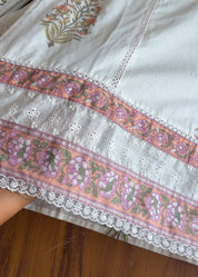 Mahi block print crochet lace dress- Pink