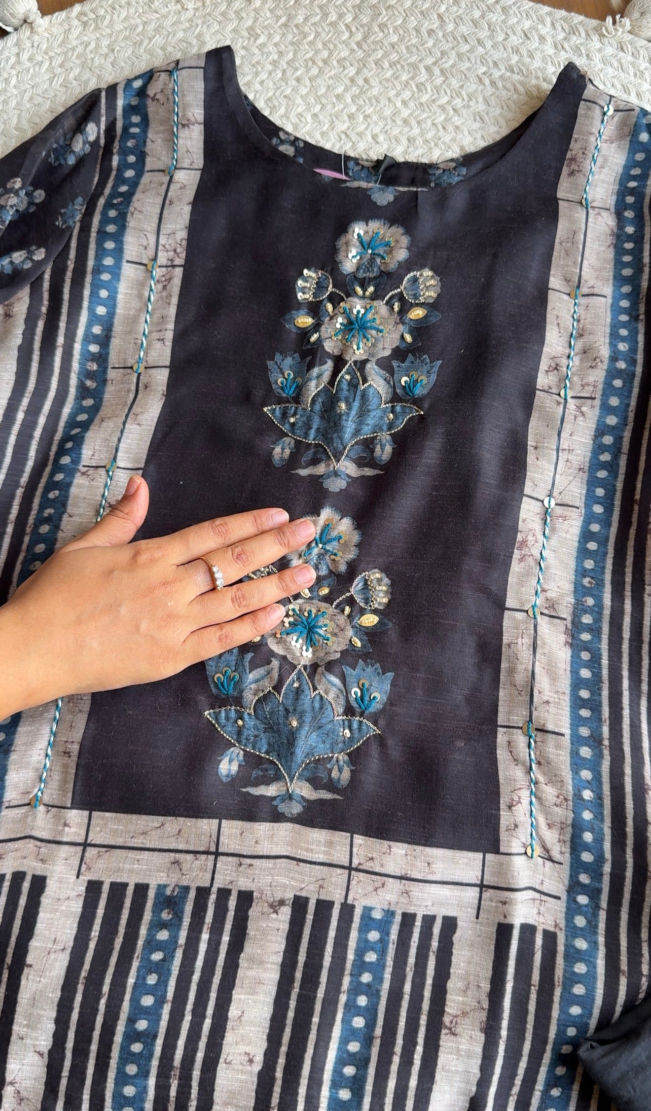 Aditi Digital Print Straight Cut Dress-Blue