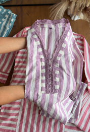 Printed Cotton Coord Set- Lilac