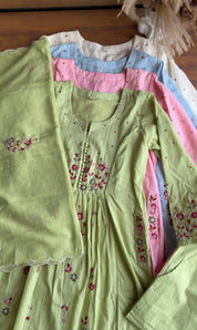 Naina Embroided Anarkali Dress- Mint Green