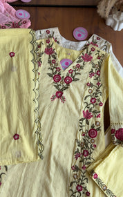 Twinkle Embroided Straight Cut Dress- Yellow