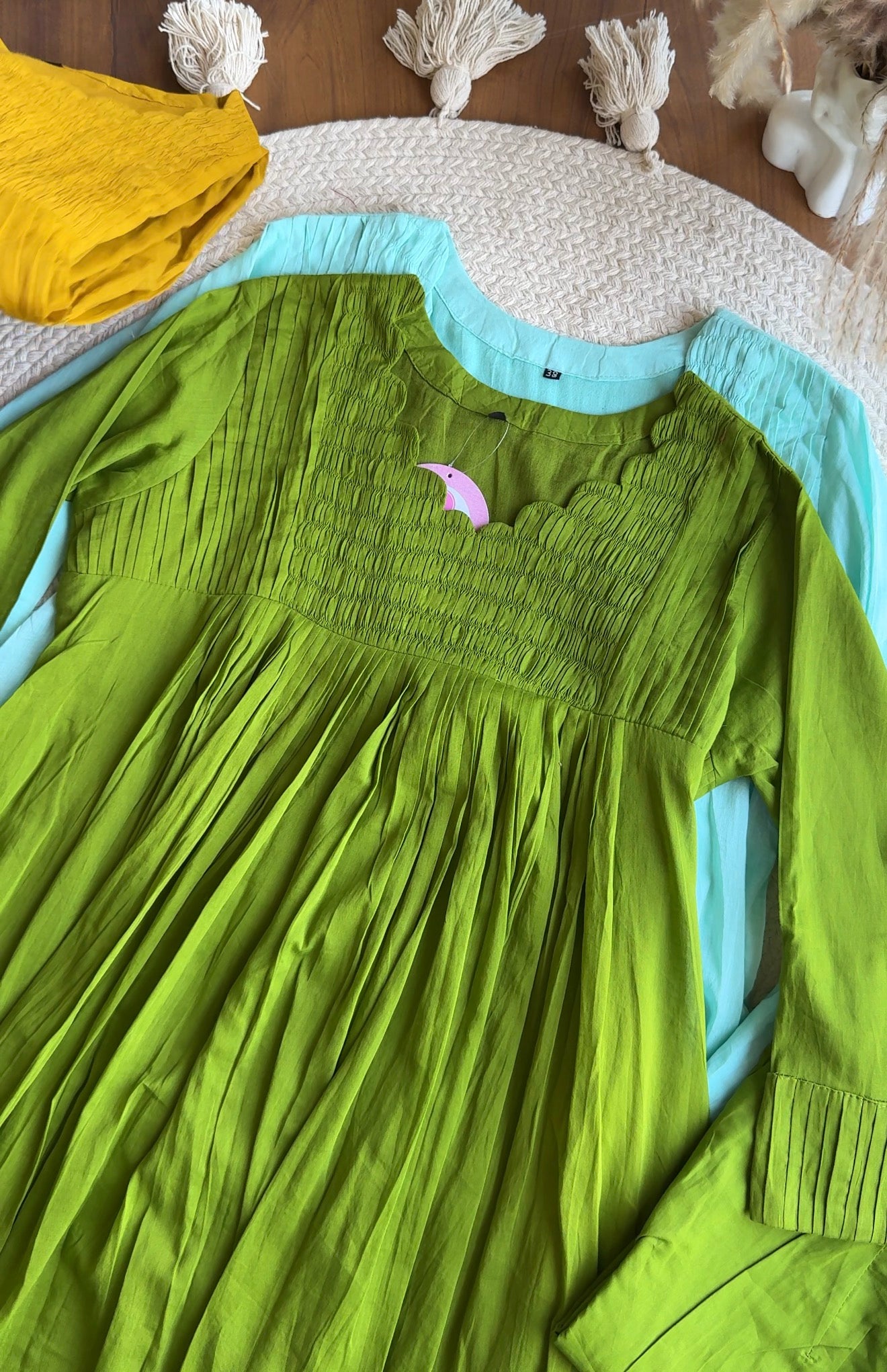 Kareena Scalloped Neck Anarkali Dress- Green (Pre Order 12 Days)