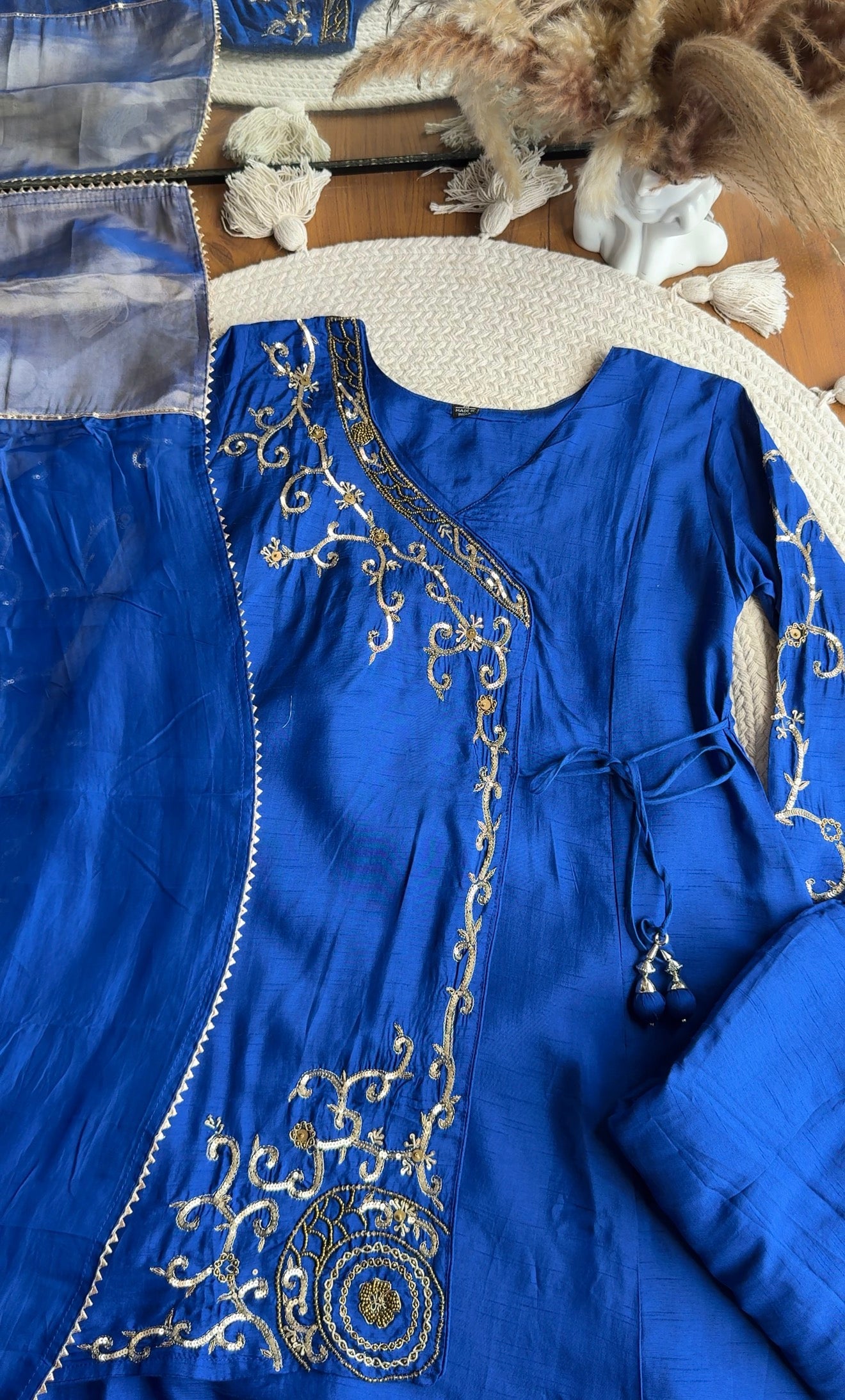 Sarah Angrakha Short kurtas Dress-Royal Blue
