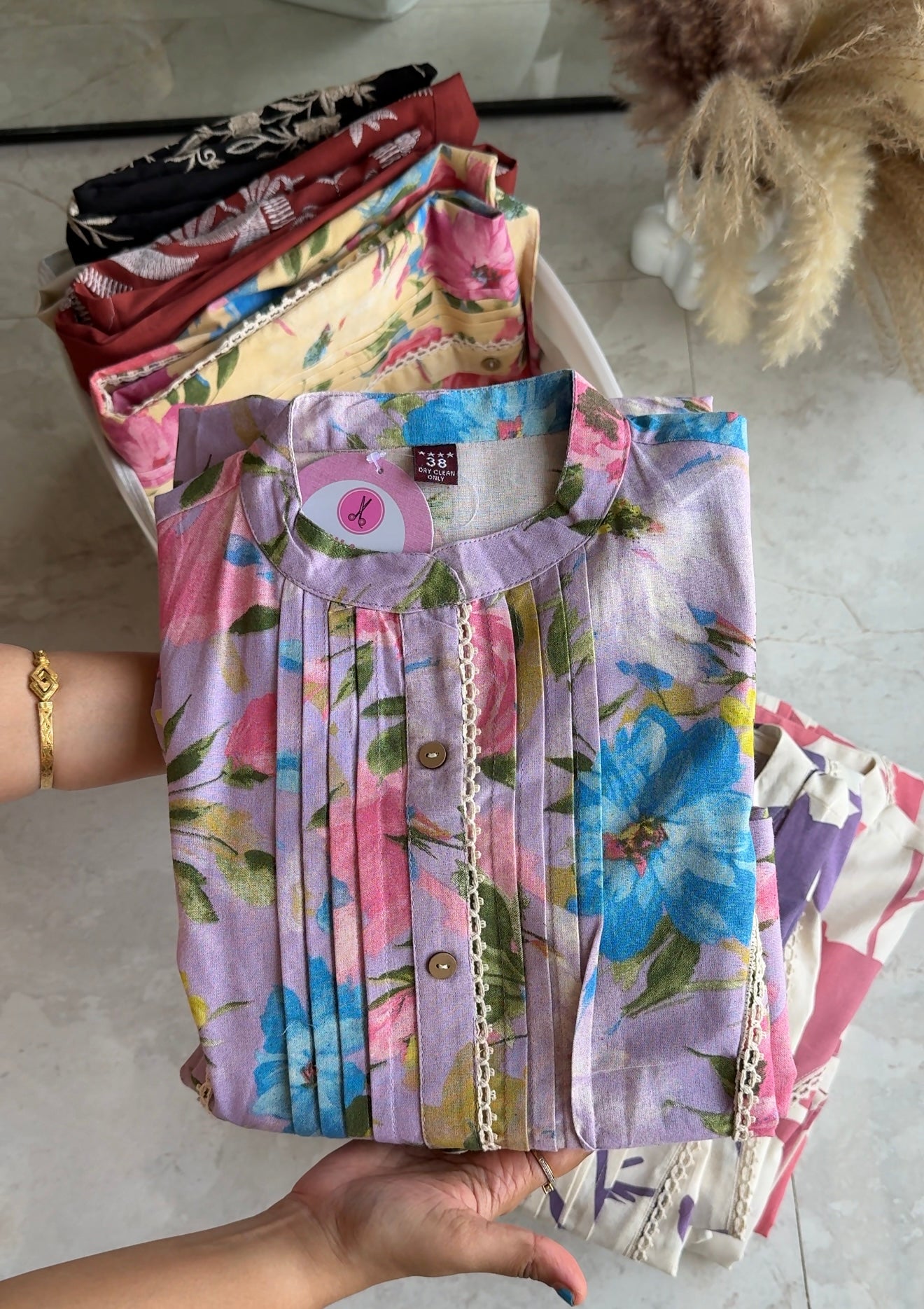 Kashish cotton Aline lace detailing Kurti with palazzo