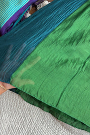 Rutvi Contrast Tissue And Mul Chanderi Dress - Green (Pre Order 15 days)