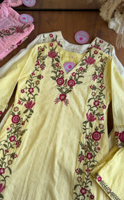 Twinkle Embroided Straight Cut Dress- Yellow