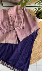 Aisha halter neck short kurta with pants - Purple