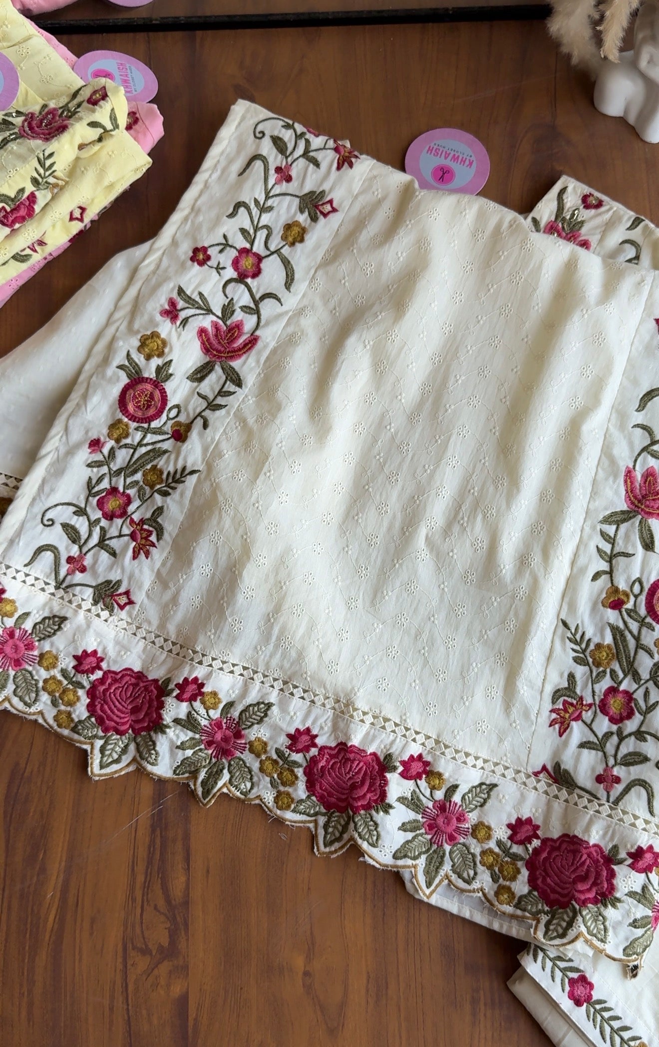 Twinkle Embroided Straight Cut Dress- White