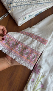 Mahi block print crochet lace dress- Pink