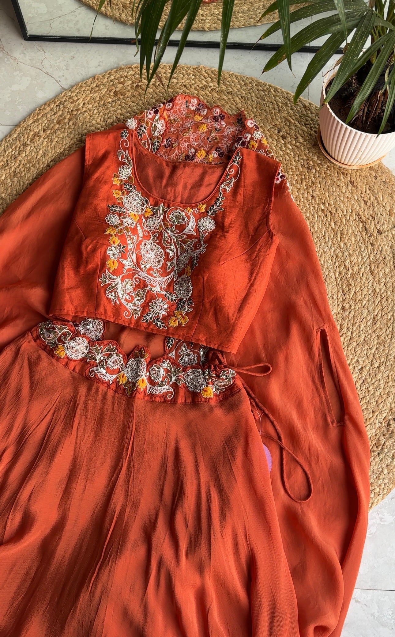 Kriti padded blouse with cancan lehenga and jacket