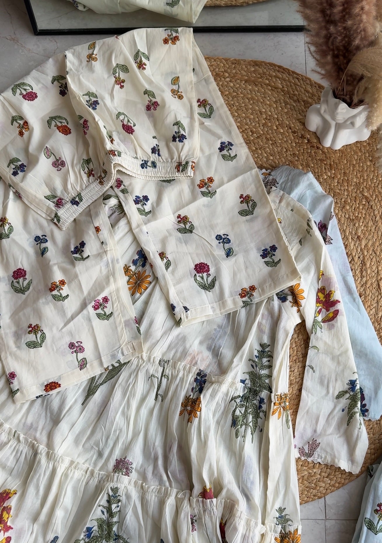 Sapna mul maxi floral dress with inner and pants