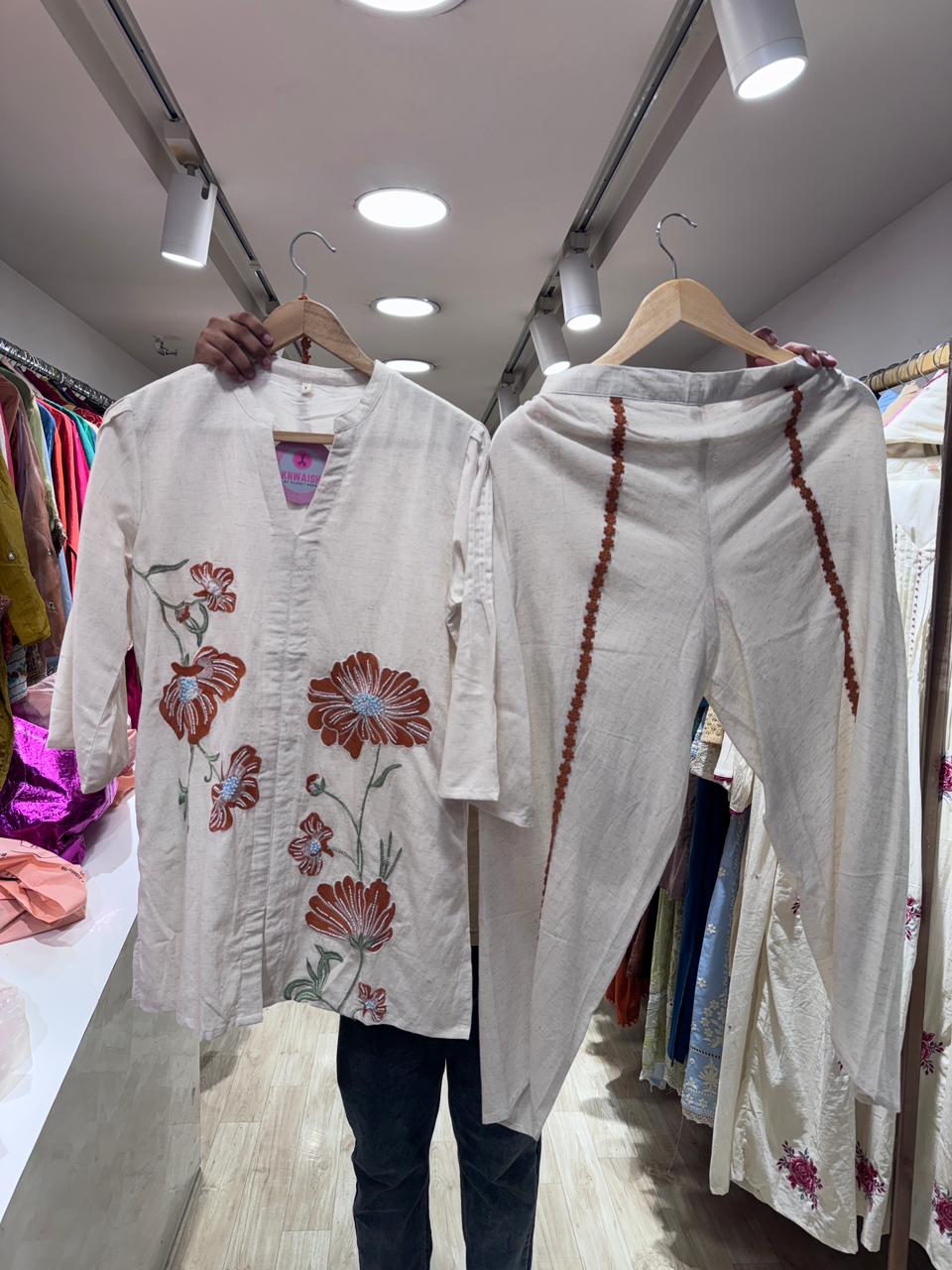 Tanisha embroidered hand work Coords- White