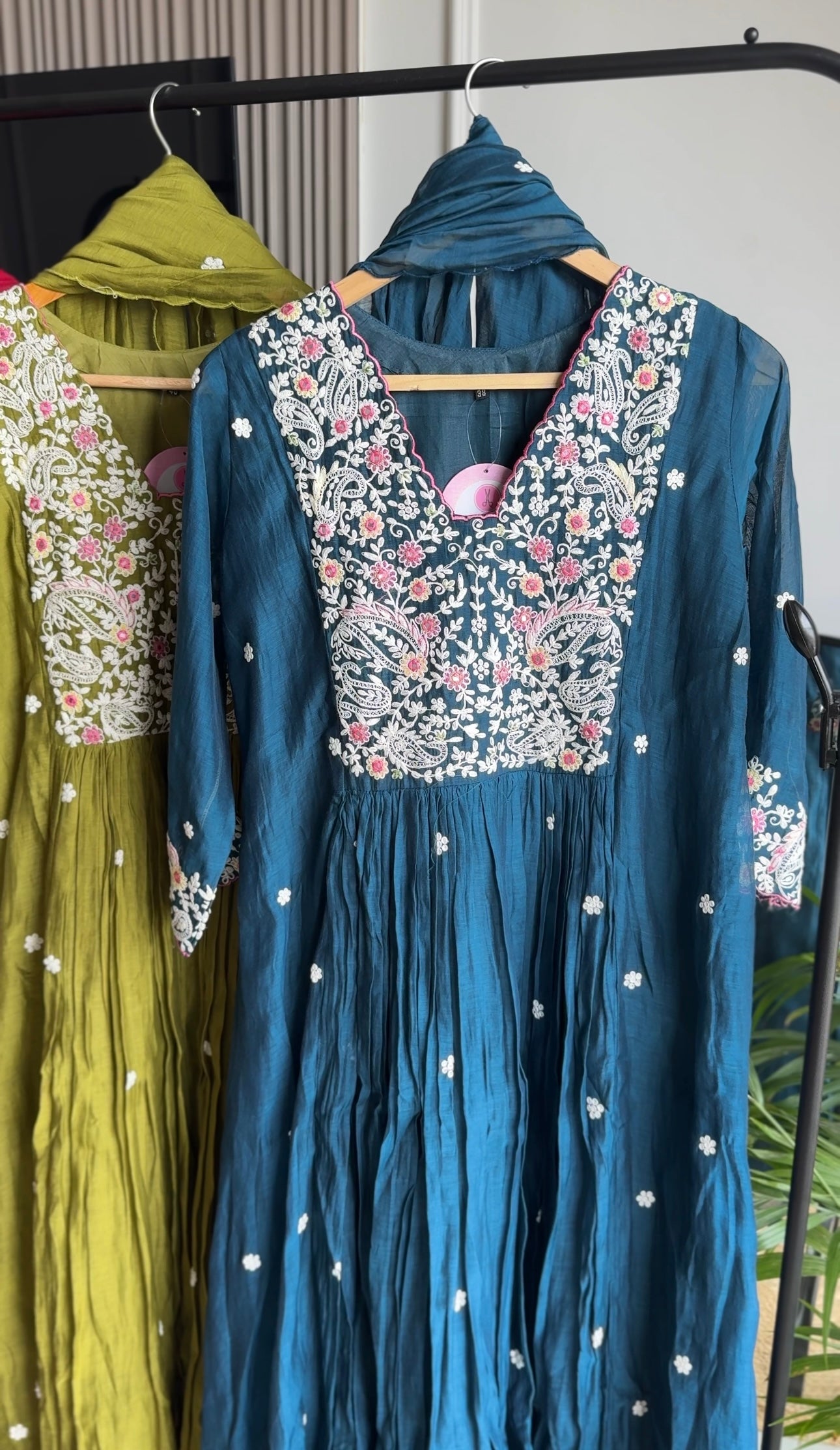 Radhika scalloped neck embroidery dress