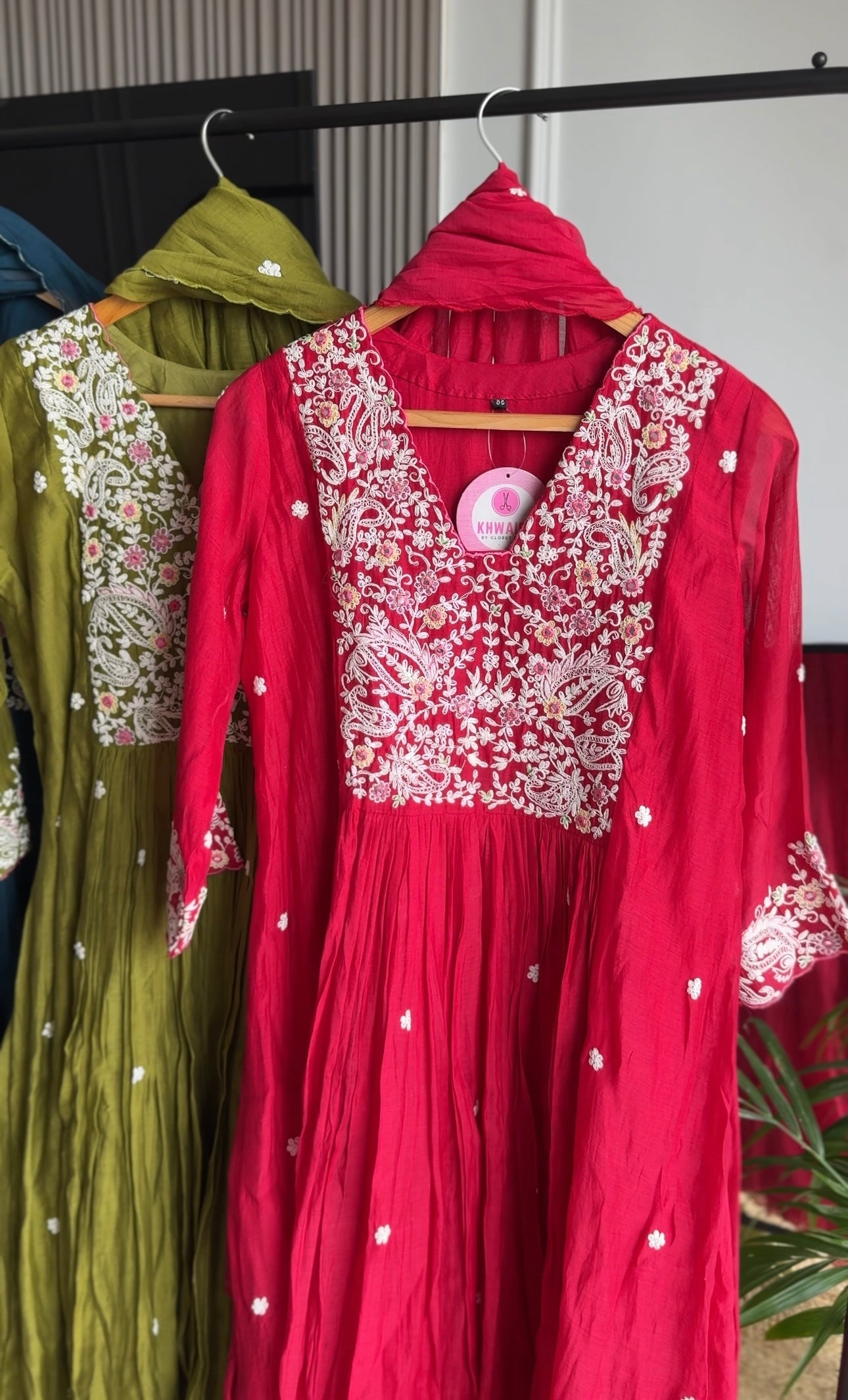 Radhika scalloped neck embroidery dress