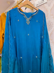 Rashmi Handwork Chinon Dress- Teal Blue 💙