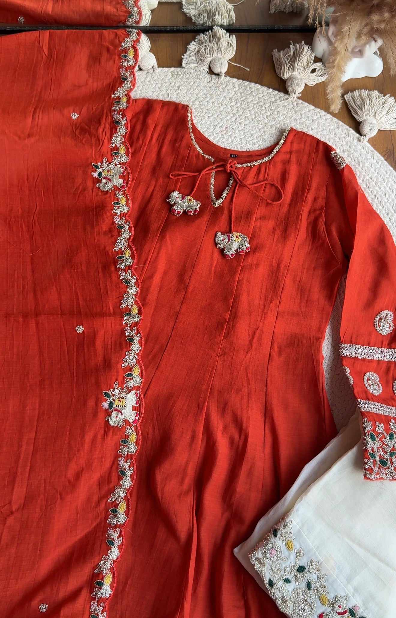 Vidhi Short Kurta Farshi Pants Dress-Rust