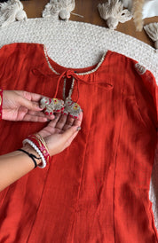 Vidhi Short Kurta Farshi Pants Dress-Rust