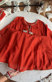 Vidhi Short Kurta Farshi Pants Dress-Rust