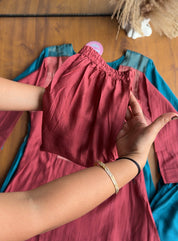 Aarti tissue and mul Chanderi Aline dress- Dusty pink
