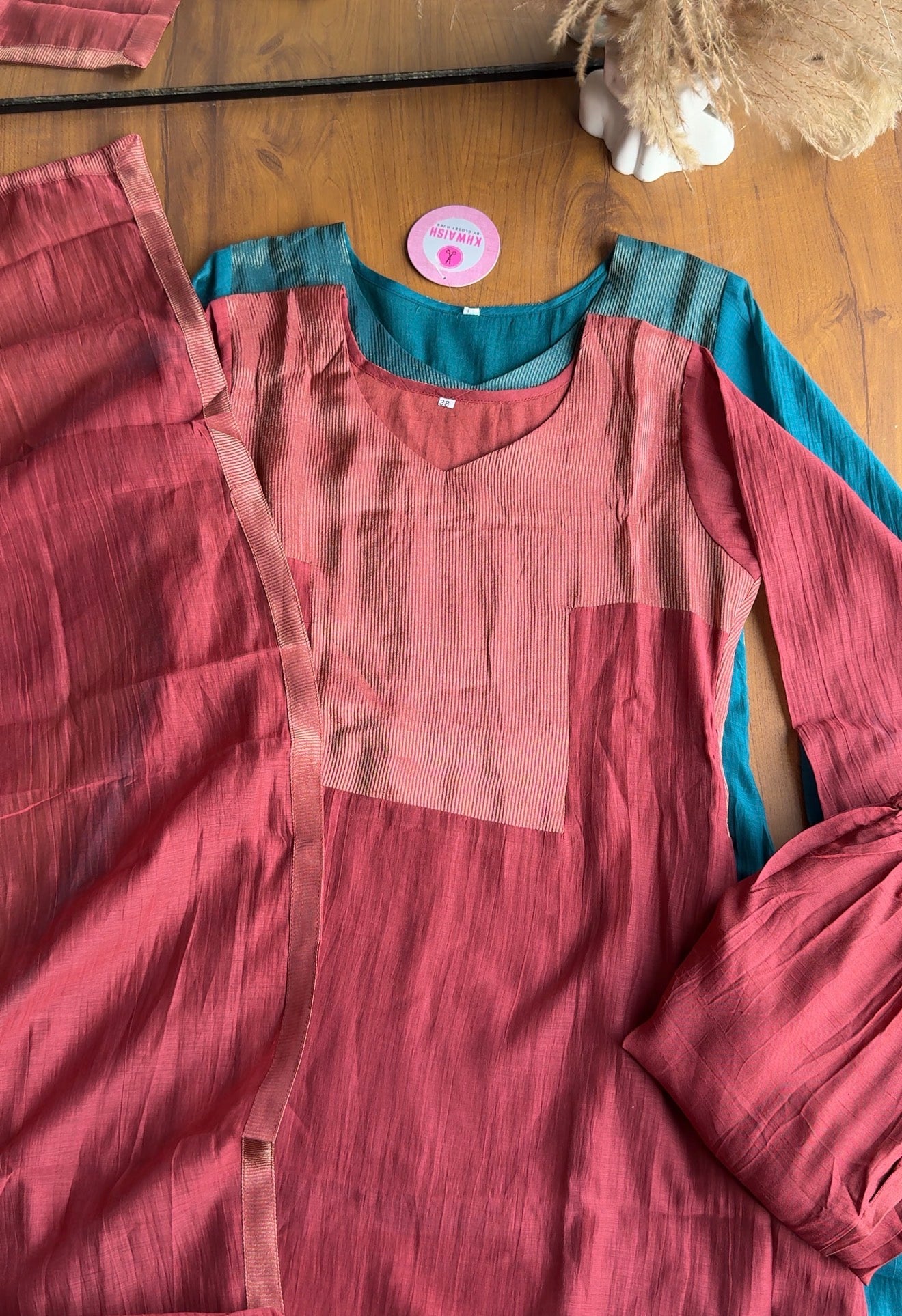 Aarti tissue and mul Chanderi Aline dress- Dusty pink