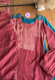 Aarti tissue and mul Chanderi Aline dress- Dusty pink