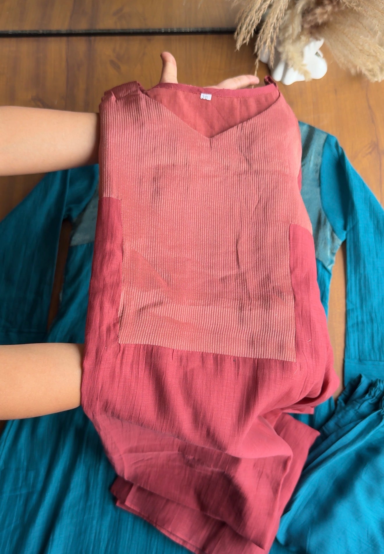 Aarti tissue and mul Chanderi Aline dress- Dusty pink